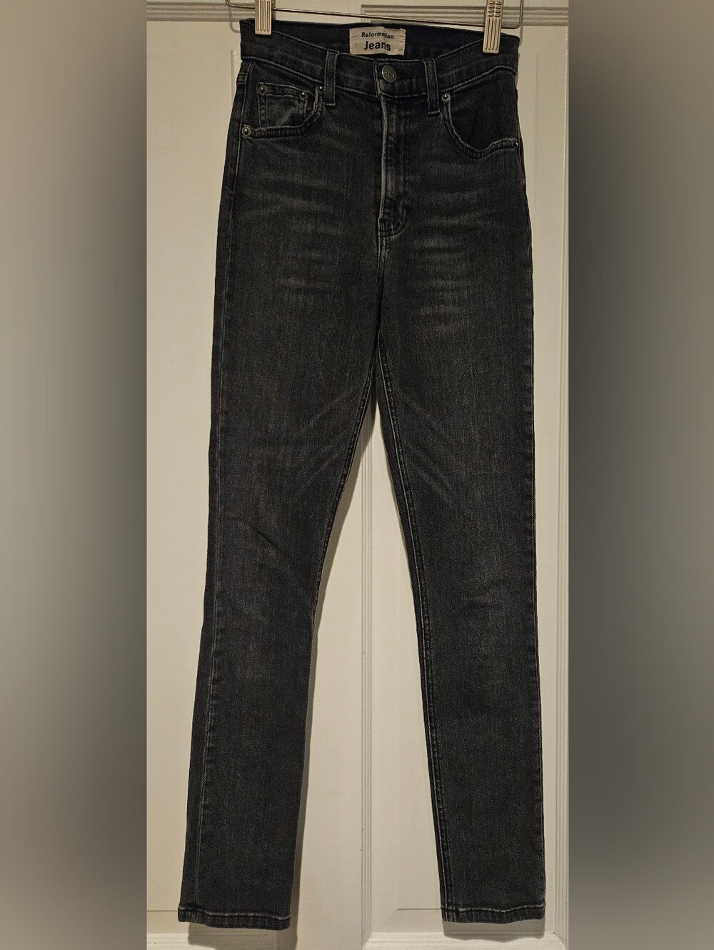 Reformation Dark Grat High-Waist Skinny Jeans